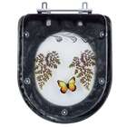 Tampa De Vaso Poliéster Decorada Borboleta Luna Preto Para Lo