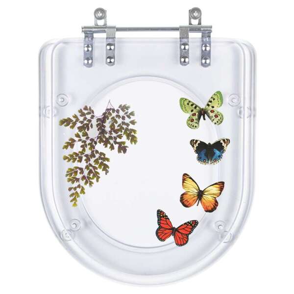 Tampa De Vaso Poliéster Decorada Borboleta Luna Transparente