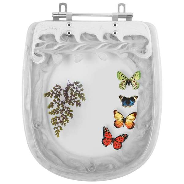 Tampa De Vaso Poliéster Decorada Borboleta Paris Branco Para