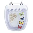 Tampa De Vaso Poliéster Decorada Borboleta Stylus Branco Para
