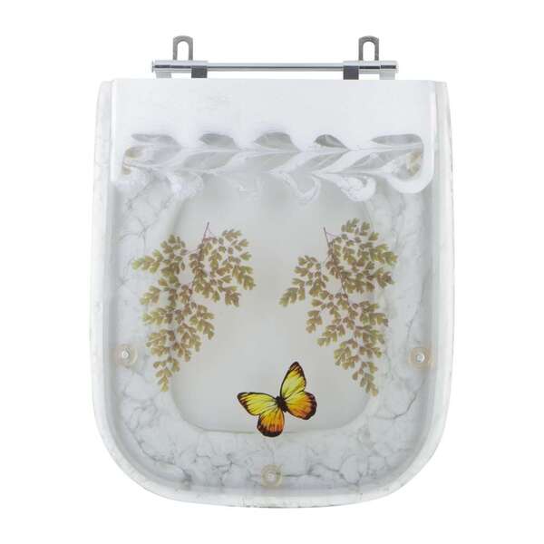 Tampa De Vaso Poliéster Decorada Borboleta Tivoli Branco Para