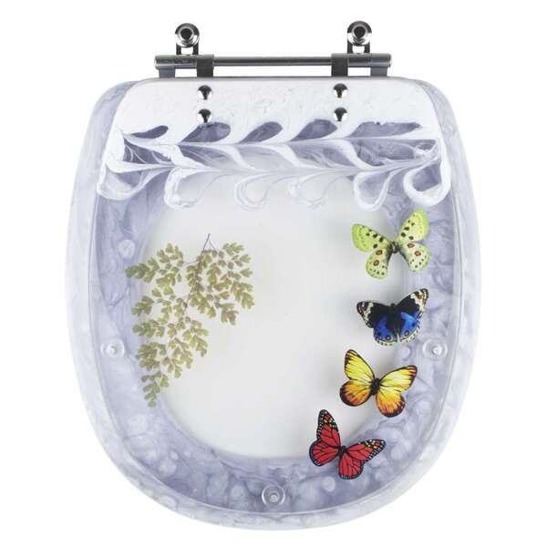 Tampa De Vaso Poliéster Decorada Borboletas Aspen Branco Para