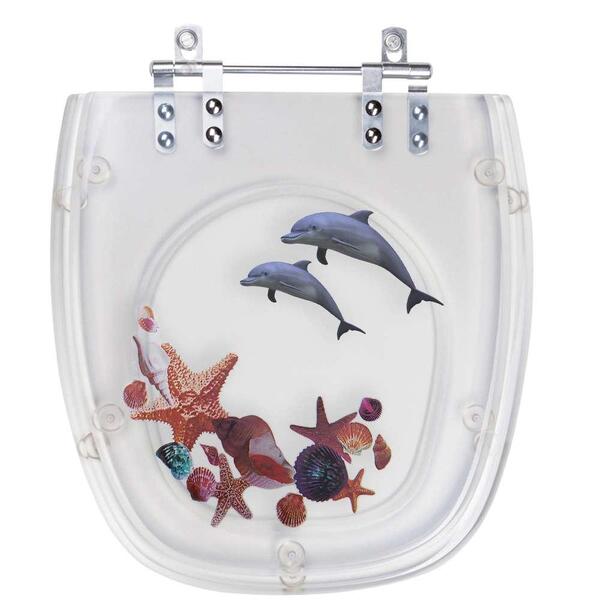 Tampa De Vaso Poliéster Decorada Golfinho E Conchas Like Para