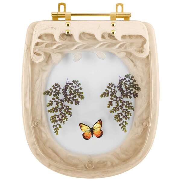 Tampa De Vaso Poliester Sabatini Bege Decorado Borboleta Amar