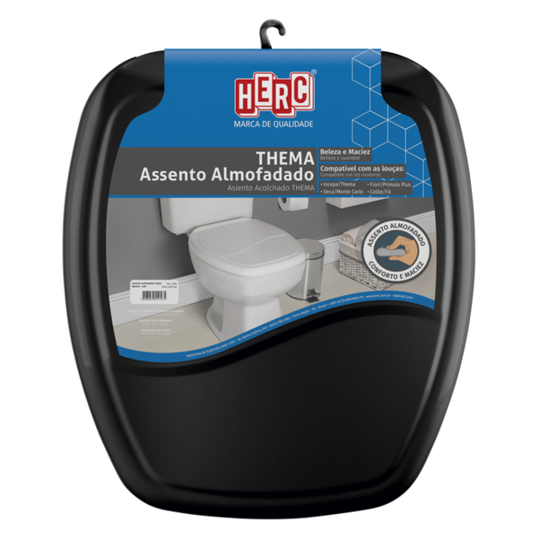Tampa De Vaso Sanitário Almofadado Thema Para Incepa Preto