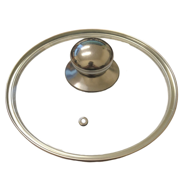 Tampa De Vidro Temperado 24cm C/ Puxador Inox P/ Panela E Fri