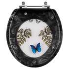 Tampa Para Vaso Deca Convencional Preto Com Borboleta Azul