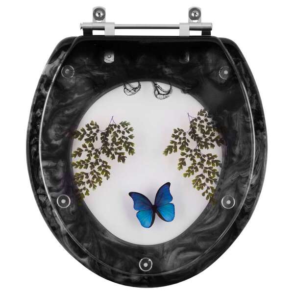 Tampa Para Vaso Deca Convencional Preto Com Borboleta Azul