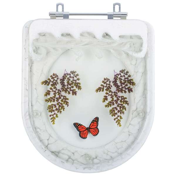 Tampa Para Vaso Deca Vogue Plus Branco Com Borboleta Vermelha