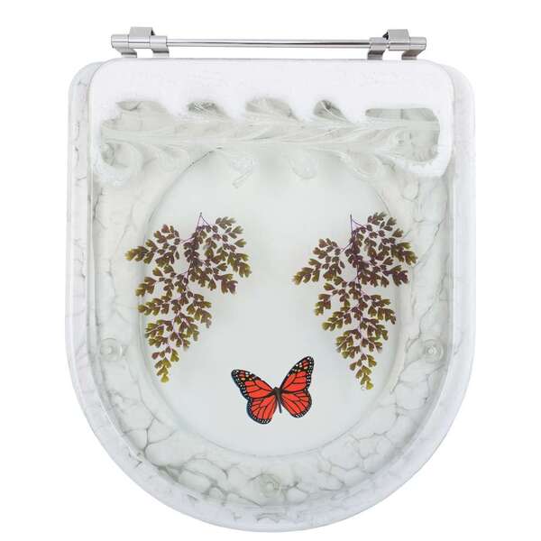 Tampa Para Vaso Incepa Acrílico Calypso Branco Com Borboleta