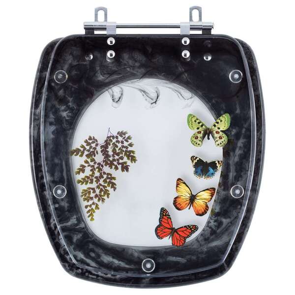 Tampa Para Vaso Incepa Thema Preto Com 4 Borboletas