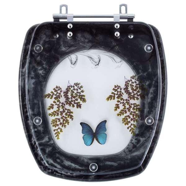 Tampa Para Vaso Incepa Thema Preto Com Borboleta Azul