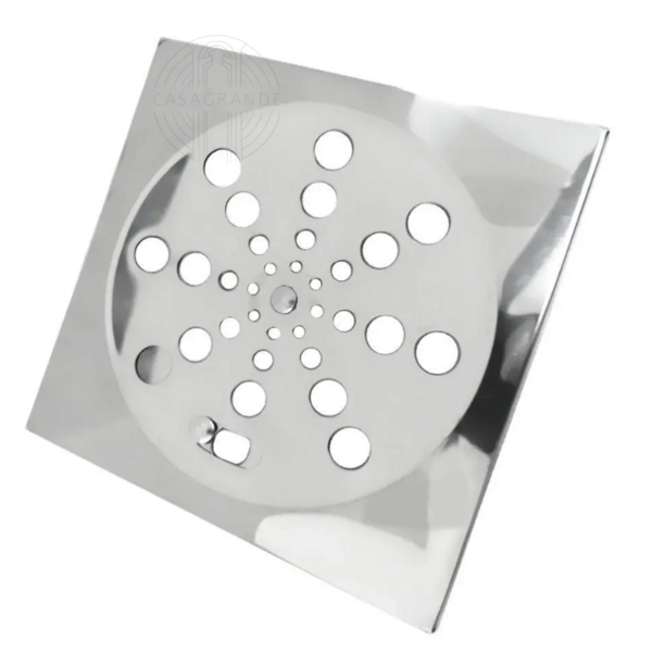 Tampa Ralo Gira E Fecha Quadrado 10x10cm Cromado Box Banheiro ...