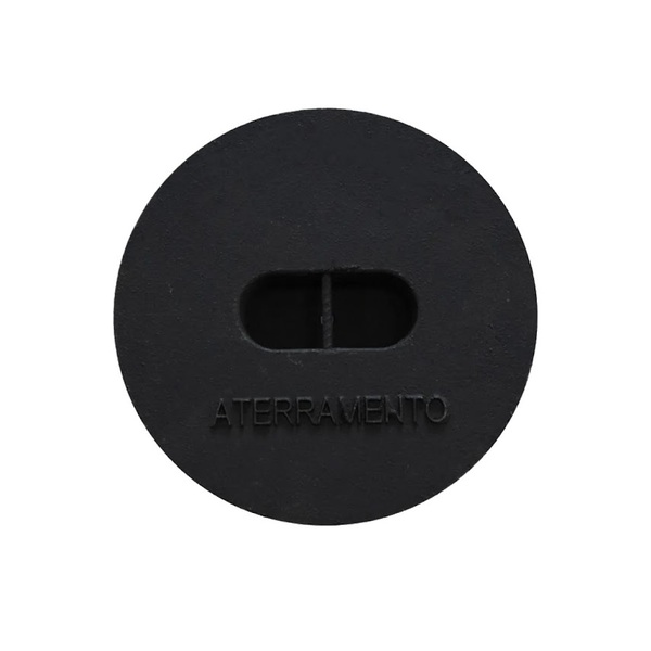 Tampa Tampão De Chão Aterramento Liso De Ferro Fundido 30cm