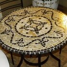 Tampo De Mesa Em Mosaico De Pedras Lis - 90 Cm