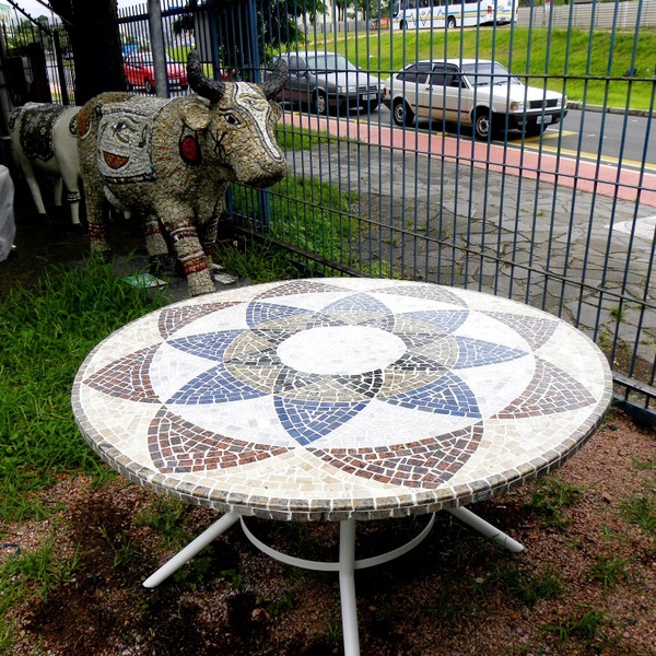 Tampo De Mesa Em Mosaico Mandala Indiana Ii - 70 Cm