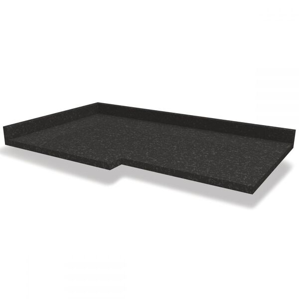 Tampo Para Balcão 98 Cm De Canto 100% Mdf B649 Preto Brilho -