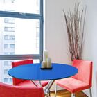 Tampo Redondo De Vidro Temperado Azul Para Mesa 1,10m 8mm