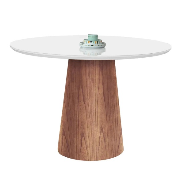 Tampo Redondo De Vidro Temperado Branco Para Mesa 80cm