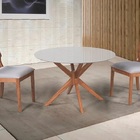 Tampo Redondo De Vidro Temperado Off-white Para Mesa 90cm