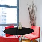 Tampo Redondo De Vidro Temperado Preto Para Mesa 1,10m 8mm