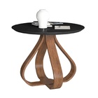 Tampo Redondo De Vidro Temperado Preto Para Mesa 80cm