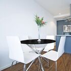 Tampo Redondo De Vidro Temperado Preto Para Mesa 80cm