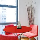 Tampo Redondo De Vidro Temperado Vermelho Para Mesa 1m