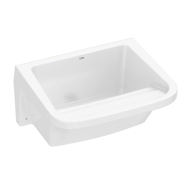 Tanque 47L 33,5x65,5x56,5cm Branco Esmaltado Louça Brilhante Celite