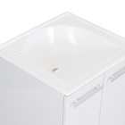 Tanque com Gabinete 91,5X56,9X51,6cm Branco Aço Inox e Mármore Sintético Brilhante Sensea