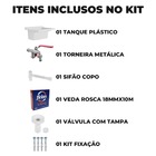 Tanque De Plástico 34l Branco + Torneira Com Duas Saídas + Si