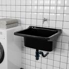 Tanque De Plástico 34l Para Lavanderia Preto + Sifão Copo Uni