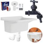 Tanque De Plástico 40l Para Lavanderia Branco + Sifão Copo Un