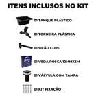 Tanque De Plástico 40l Para Lavanderia Preto + Sifão Copo Uni