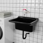 Tanque De Plástico 40l Para Lavanderia Preto + Sifão Universa