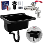 Tanque De Plástico 40l Para Lavanderia Preto + Sifão Universa