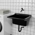 Tanque De Plástico 40l Para Lavanderia Preto + Sifão Universa