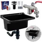 Tanque De Plástico 40l Preto + Torneira Com Duas Saídas + Sif