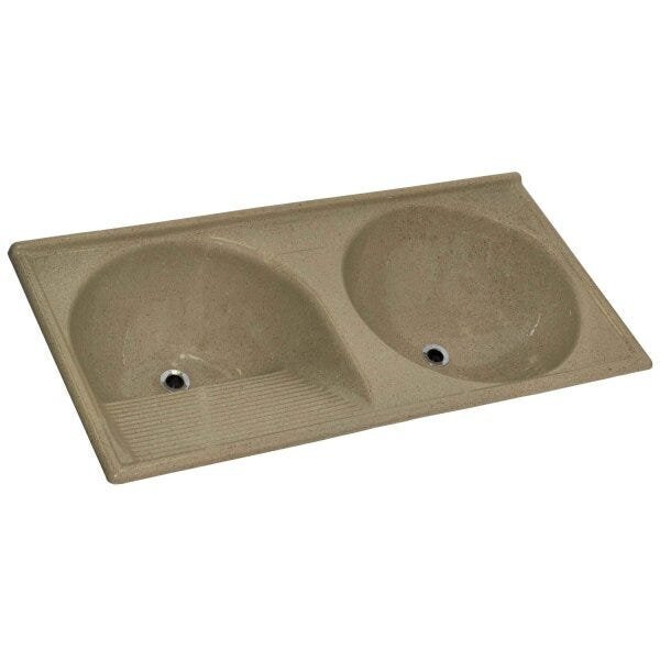 Tanque Duplo Em Mármofibra 120cmx60cm Dvg Decoralita Marrom I