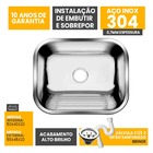 Tanque Inox 304 Alto Brilho Lavanderia 50x40 Grande Sobrepor