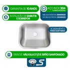 Tanque Inox 304 Fosco 50x40 Grande Sobrepor E Embutir 32l