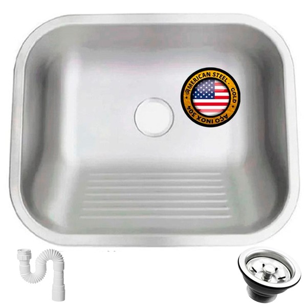 Tanque Inox 304 Fosco Lavanderia 50x40 Grande Sobrepor E Embu