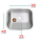 Tanque Inox Monobloco 50x40 Fosco Com Sifão Inox 304