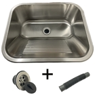 Tanque Lavanderia 45 X 45 Com Acessórios Aço Inox Escovado