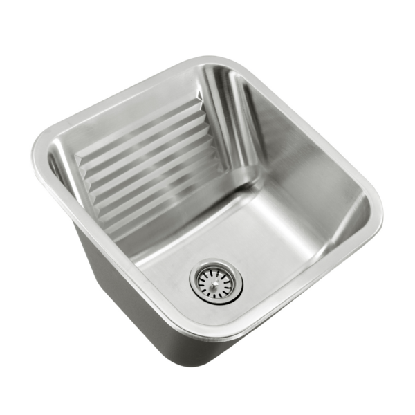 Tanque Lavanderia 45x45 Aço Inox Com Válvula Guimmis.casa