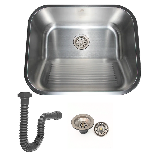 Tanque Lavanderia 55x45cm Inox 304 Escovado Com Ralo E Sifão