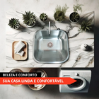 Tanque Lavanderia 55x45cm Inox 304 Escovado Com Ralo E Sifão