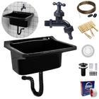 Tanque Lavanderia  34l Preto + Sifão Universal Sanfonado + Ve