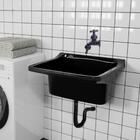 Tanque Lavanderia  34l Preto + Sifão Universal Sanfonado + Ve