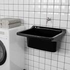 Tanque Lavanderia  34l Preto + Varal Em Aço + Prendedor + Ralo